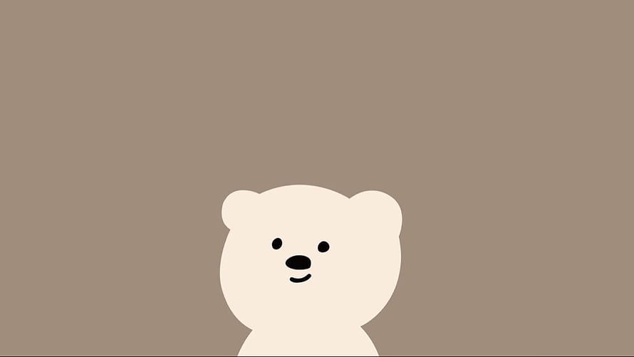 Cute Minimalist White Bear Illustration on Brown Background HD wallpaper