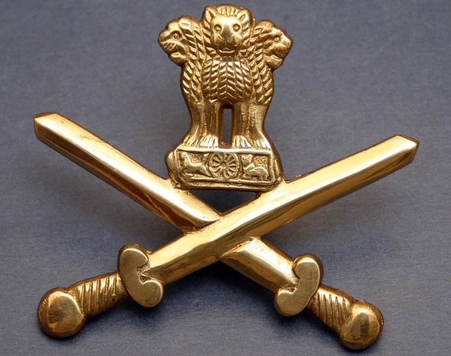 Golden NDA Emblem with Crossed Swords and Lion Crest on Dark Background HD wallpaper