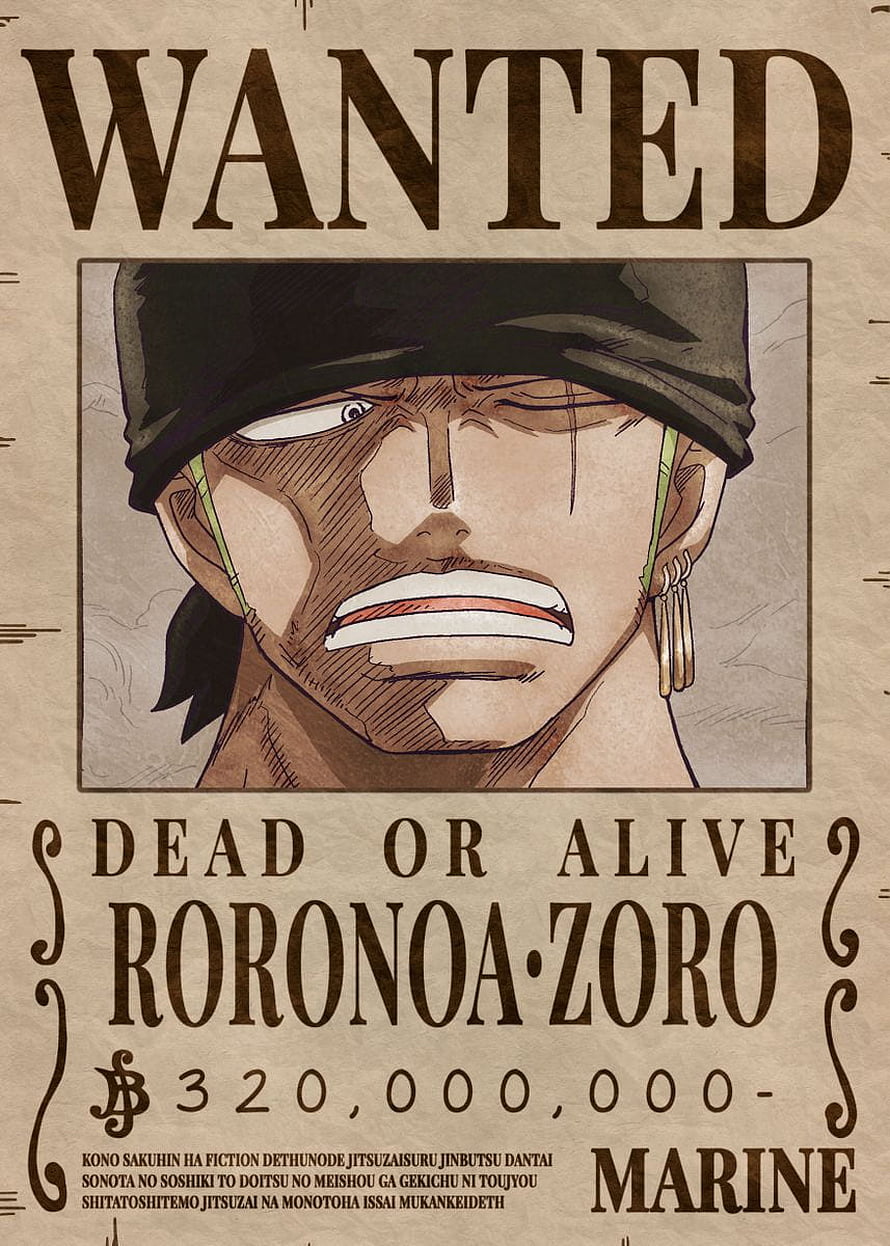 Roronoa Zoro Wanted Poster One Piece Anime Character Artwork HD phone wallpaper