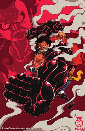 Monkey D. Luffy Gear Fourth Bounce Man Anime Illustration, Luffy gear 4, luffy gear fourth HD phone wallpaper
