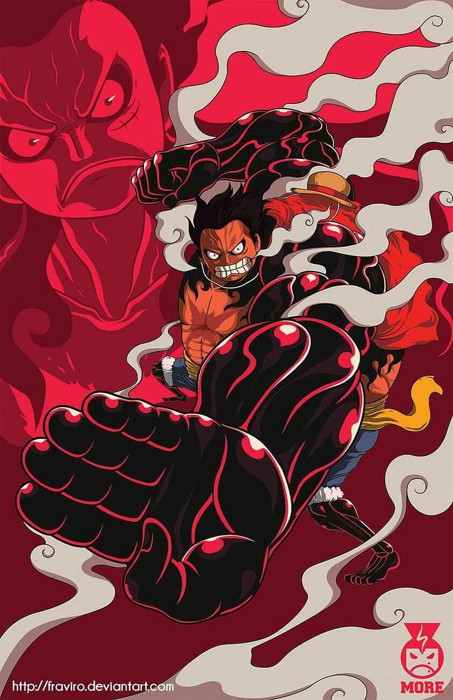 Monkey D. Luffy Gear Fourth Bounce Man Anime Illustration, Luffy gear 4, luffy gear fourth HD phone wallpaper