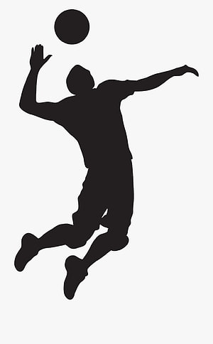 Black silhouette of a male volleyball player jumping to spike the ball on a white background HD phone wallpaper