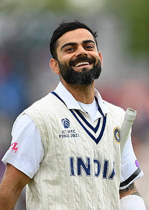 Virat Kohli Smiling in India Cricket Test Jersey at ICC World Test Championship Final 2021 HD phone wallpaper