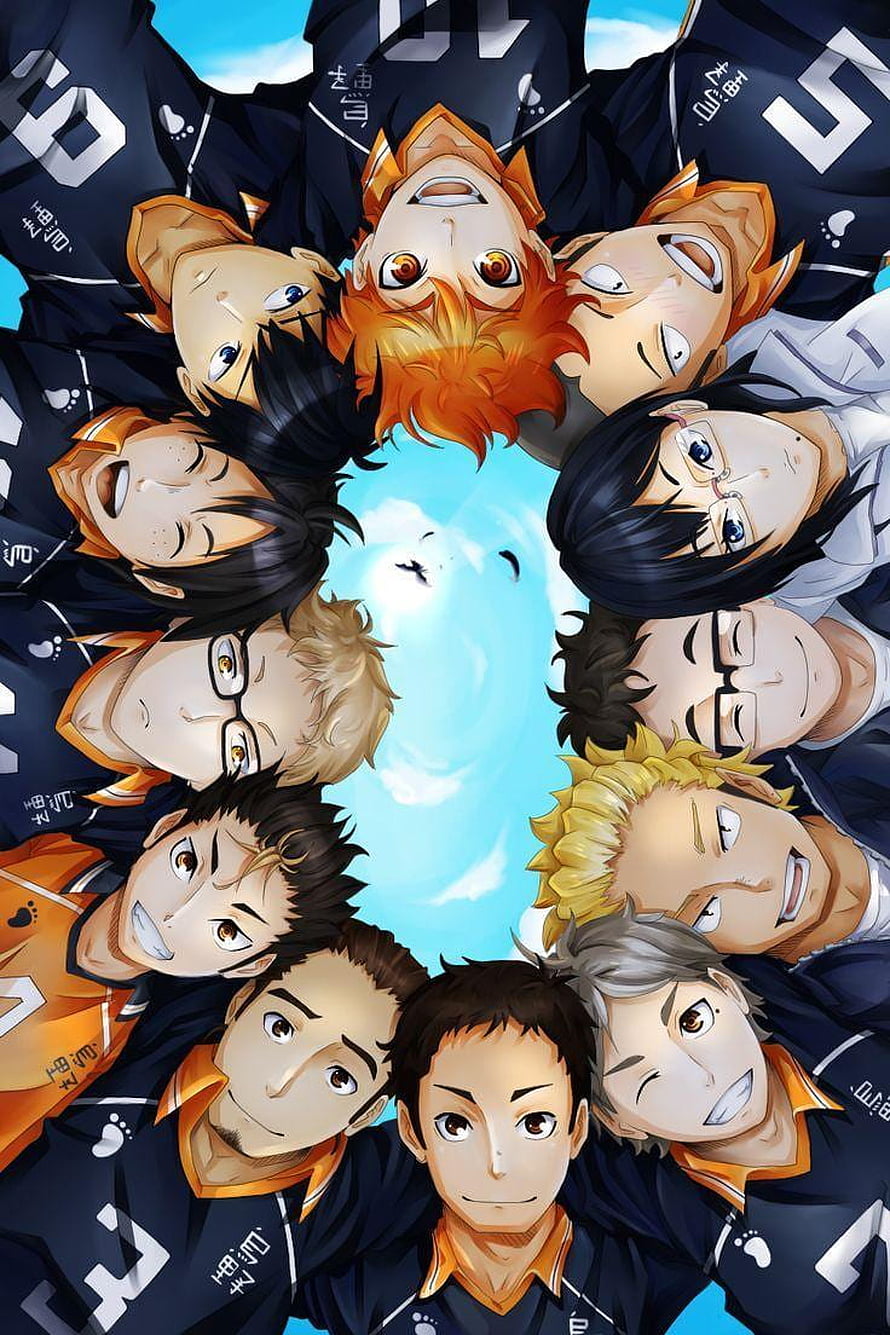 Haikyuu Karasuno Volleyball Team Group Photo Circle Composition HD phone wallpaper