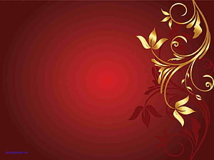 Elegant Red and Gold Floral Scroll Design with Radial Gradient Background HD wallpaper
