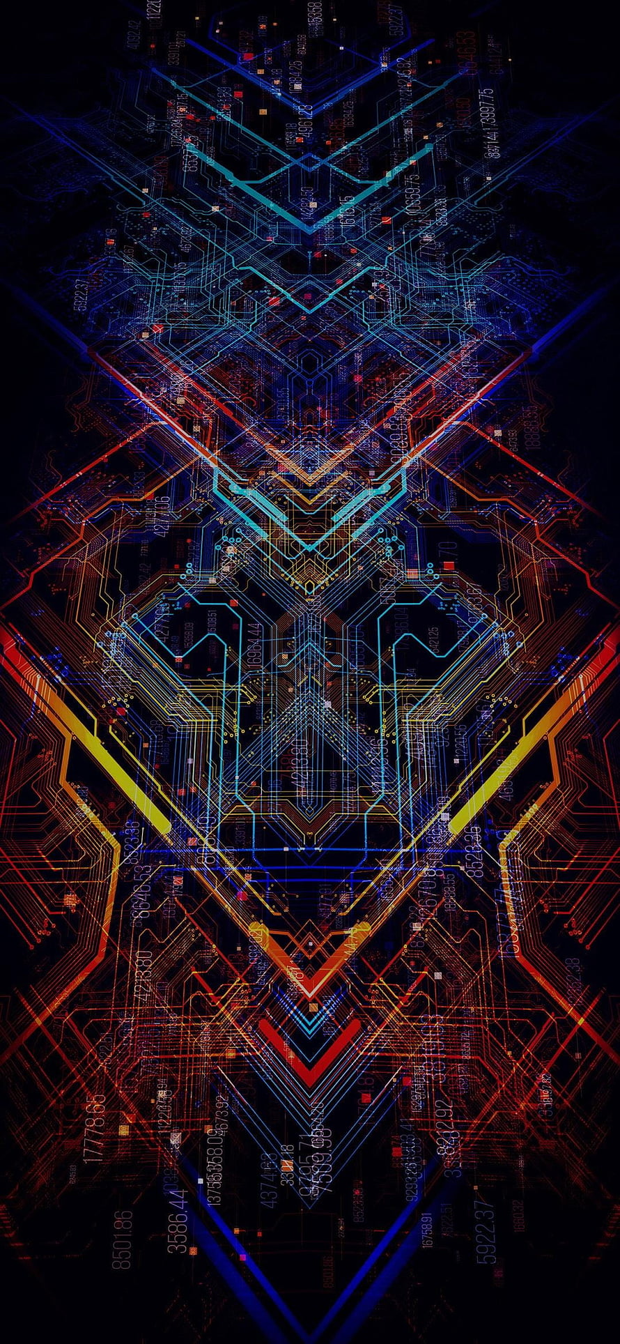 Abstract Neon Circuit Board Pattern With Glowing Digital Traces And Geometric Tech Design HD phone wallpaper
