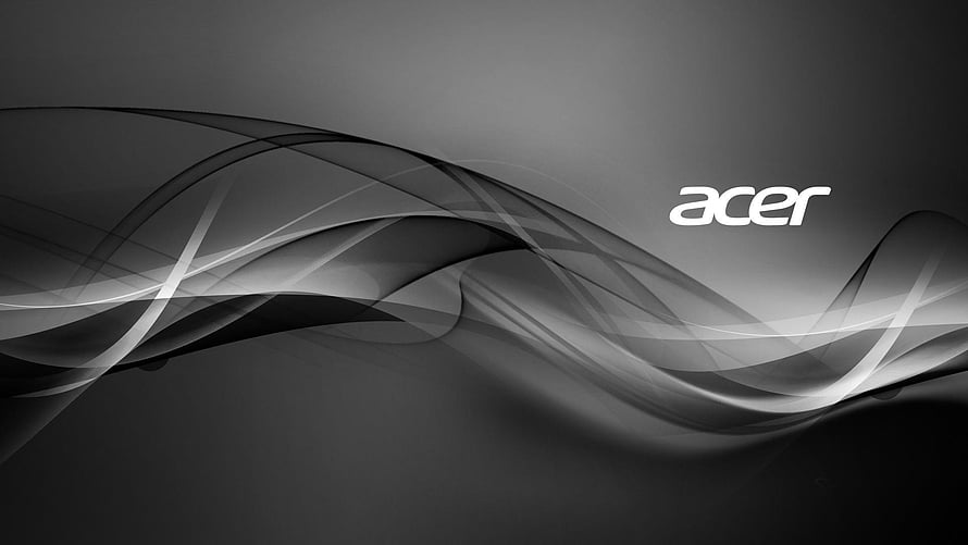Acer Monochrome Abstract Wave Design with Flowing Light Streaks on Dark Background HD wallpaper