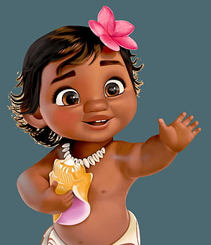 Cute 3D Baby Moana Character with Flower and Shell Necklace HD phone wallpaper