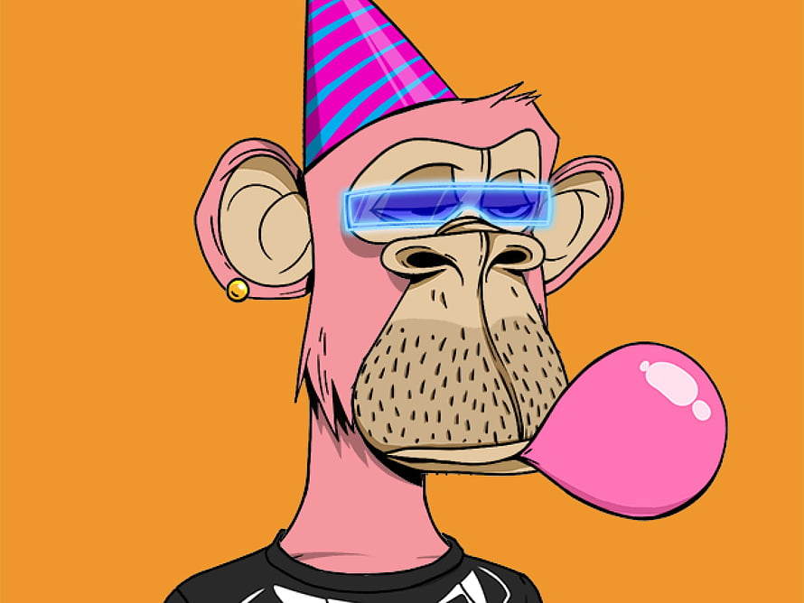 Bored Ape Yacht Club NFT Character Wearing Party Hat and Sunglasses HD wallpaper