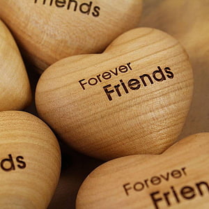 Forever Friends Engraved Wooden Heart Stones HD phone wallpaper