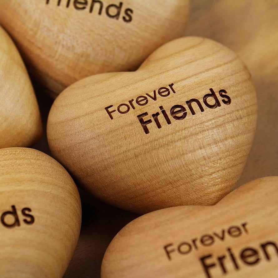 Forever Friends Engraved Wooden Heart Stones HD phone wallpaper