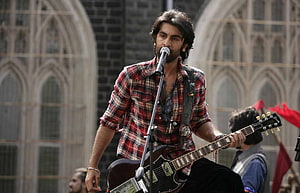 Ranbir Kapoor performing live with electric guitar in Rockstar film HD wallpaper