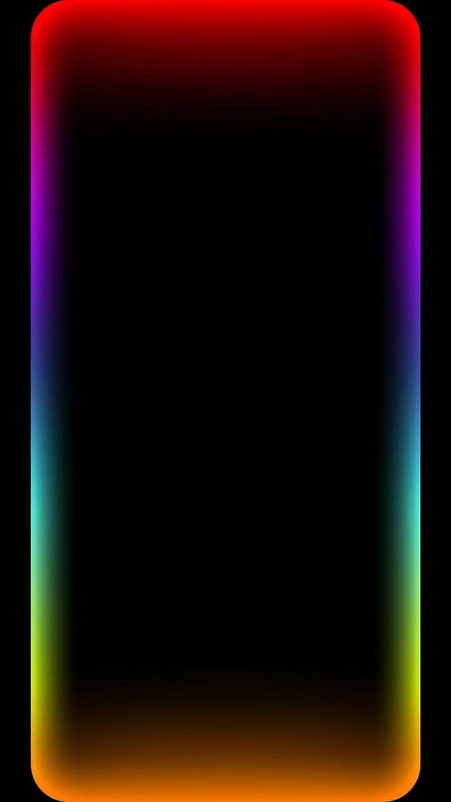 Vibrant Rainbow Gradient Glow Border on Black Background HD phone wallpaper