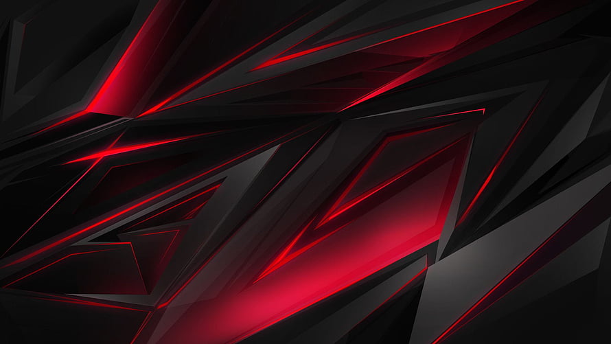 Abstract Red and Black Geometric Background with Neon Lines HD wallpaper