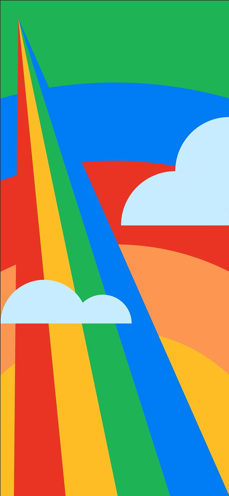 Google Pixel 5 and Pixel 5a Abstract Geometric Wallpaper with Vibrant Colorful Stripes and Clouds HD phone wallpaper