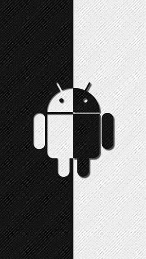 Android Robot Logo Split Black and White Minimalist Design HD phone wallpaper