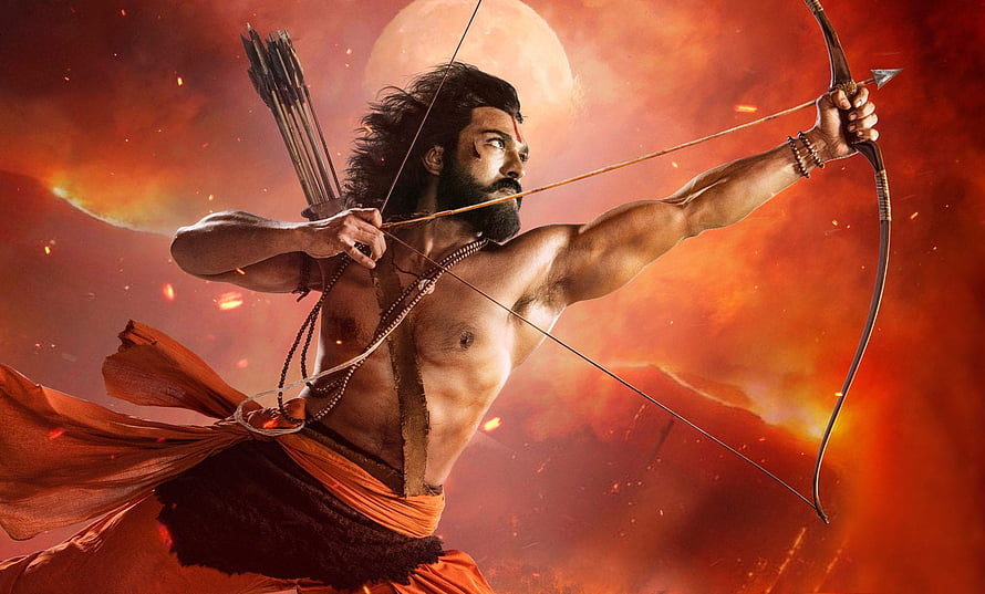 Alluri Sita Ramaraju Archery Poster From RRR With Fiery Sky And Full Moon HD wallpaper