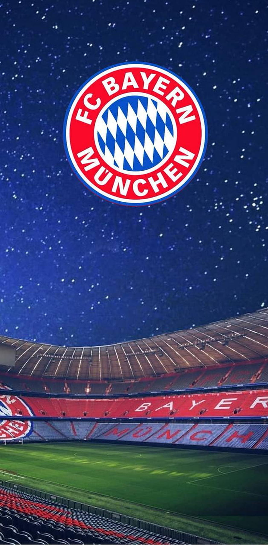 FC Bayern München Stadium Under Starry Night Sky with Team Crest HD phone wallpaper