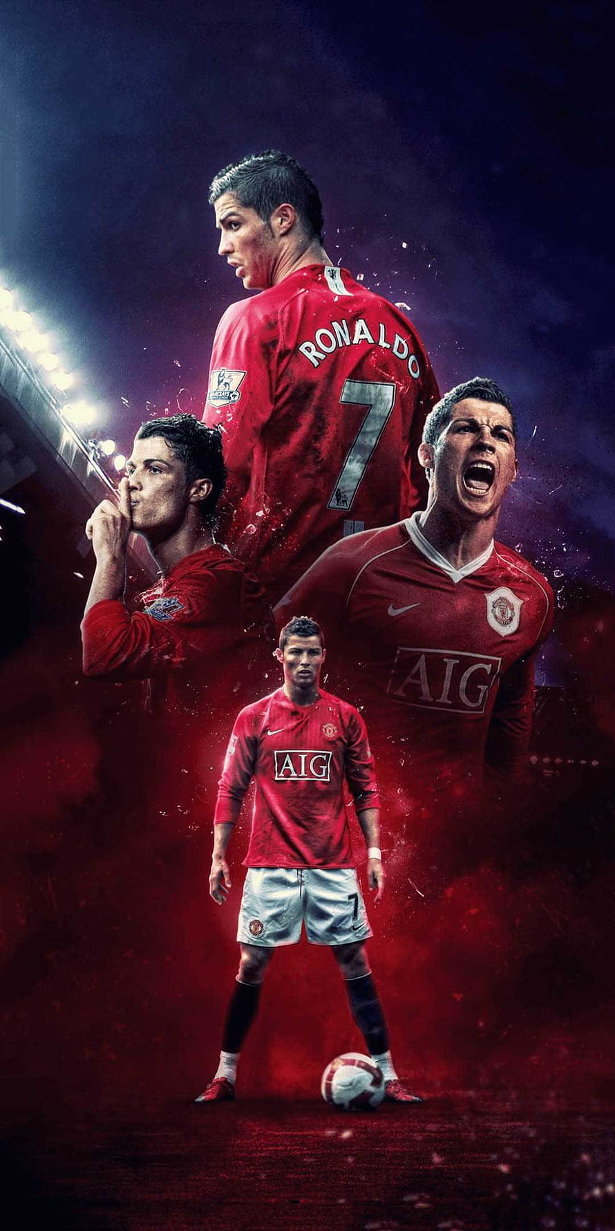 Cristiano Ronaldo Manchester United Red Jersey Collage Wallpaper, Cristiano Ronaldo HD phone wallpaper