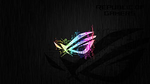 Republic of Gamers ROG Eye Logo with Neon Circuit Board Design on Dark Background HD wallpaper
