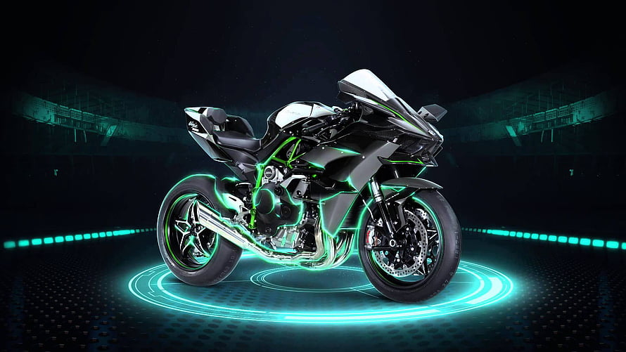Futuristic Black Sport Motorcycle With Neon Green Glow Effects HD wallpaper