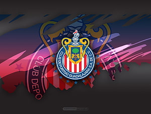 Chivas de Guadalajara Club Deportivo Official Crest on Dark Abstract Background HD wallpaper