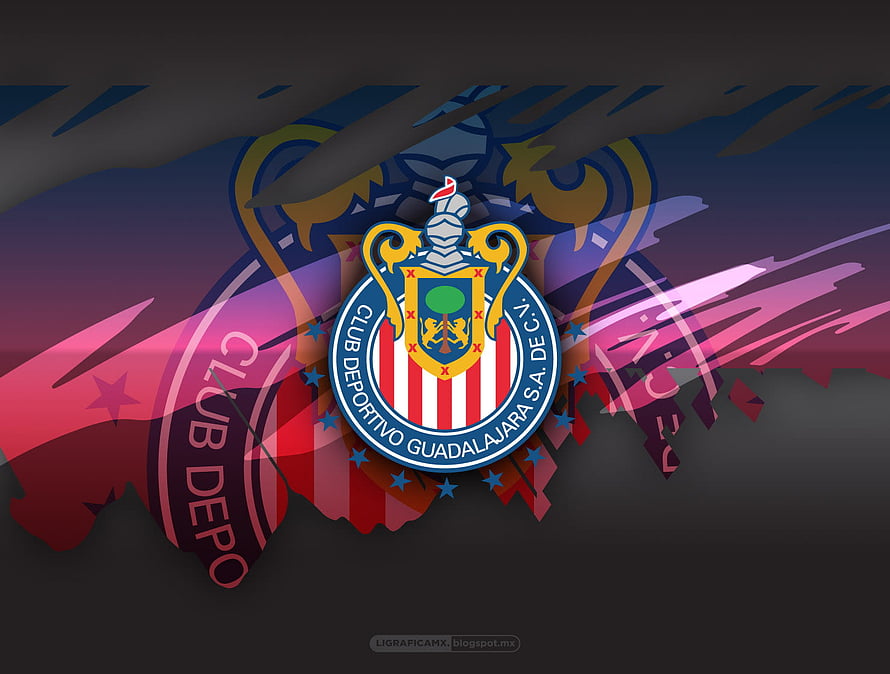 Chivas de Guadalajara Club Deportivo Official Crest on Dark Abstract Background HD wallpaper
