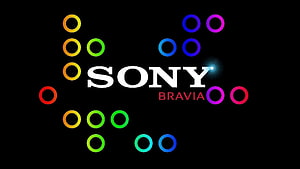 Sony Bravia Logo with Colorful Circles on Black Background HD wallpaper