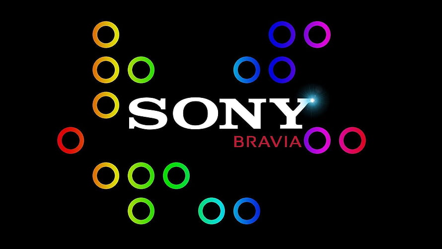 Sony Bravia Logo with Colorful Circles on Black Background HD wallpaper