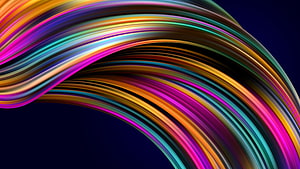 Vibrant Multicolored Abstract Waves Flowing Across Dark Background HD wallpaper