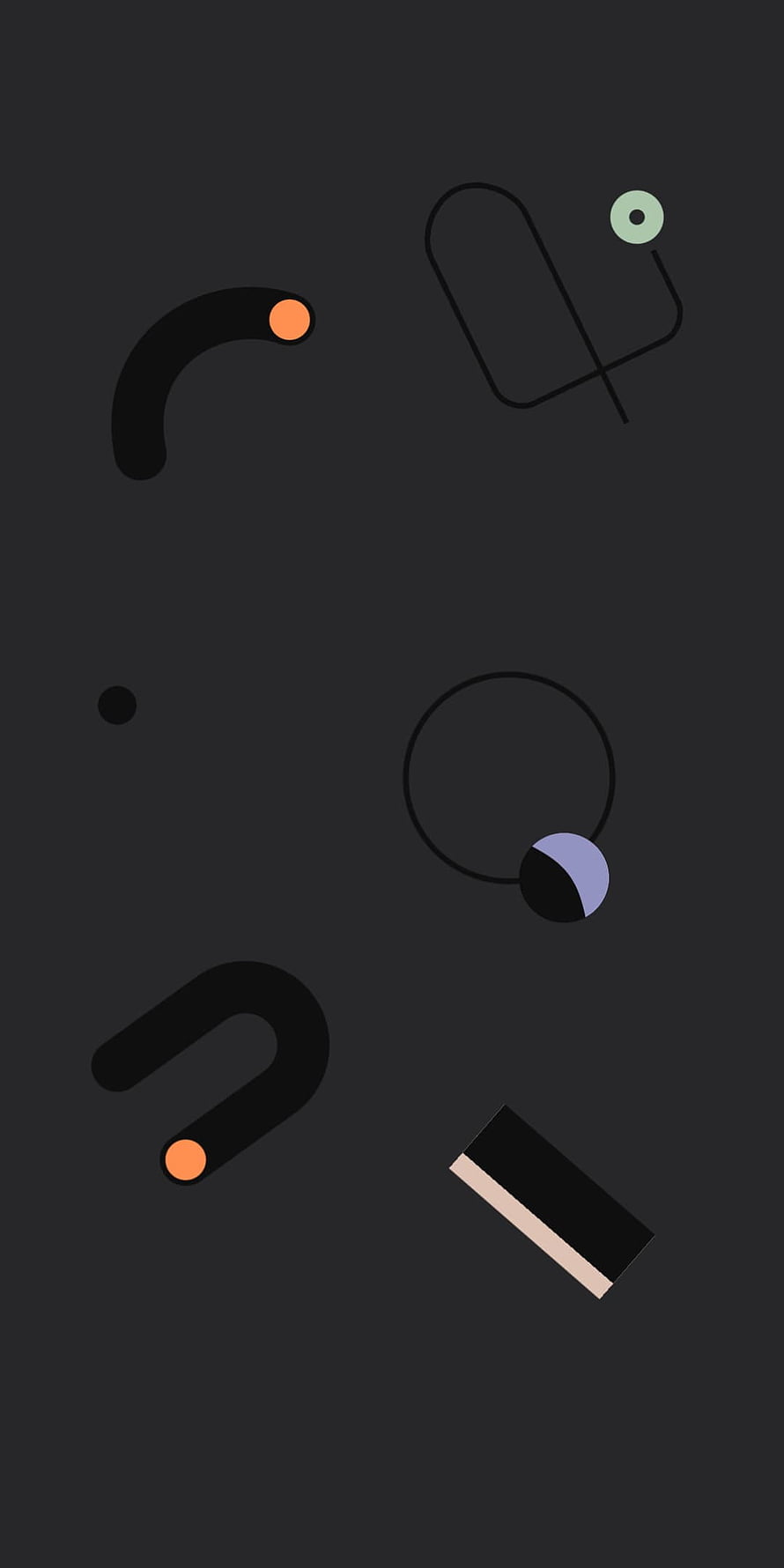 Abstract Minimalist Geometric Shapes on Dark Background with Pastel Accents HD phone wallpaper