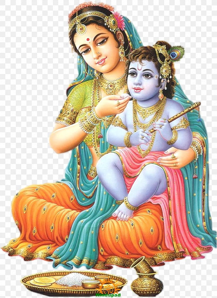 Bala Krishna and Yashoda in Traditional Indian Devotional Art HD phone wallpaper