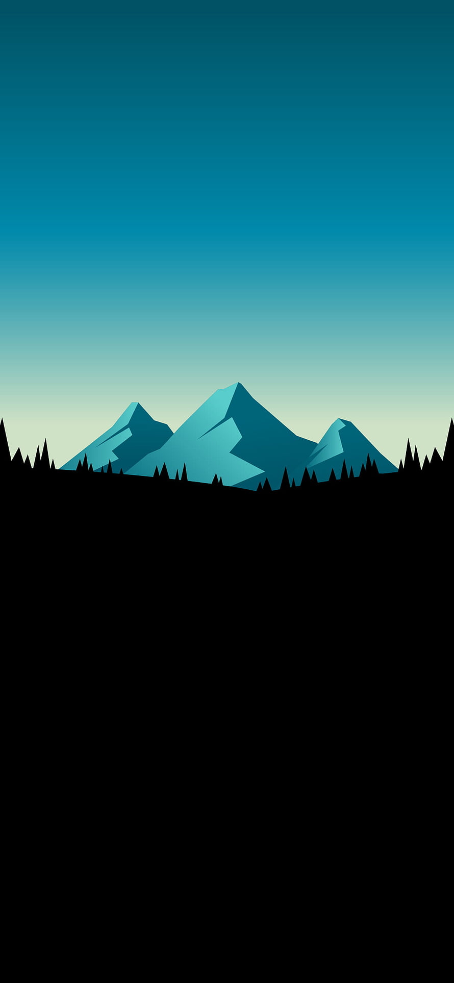 Minimalist Blue Mountain Range With Silhouette Forest Vector Art HD phone wallpaper