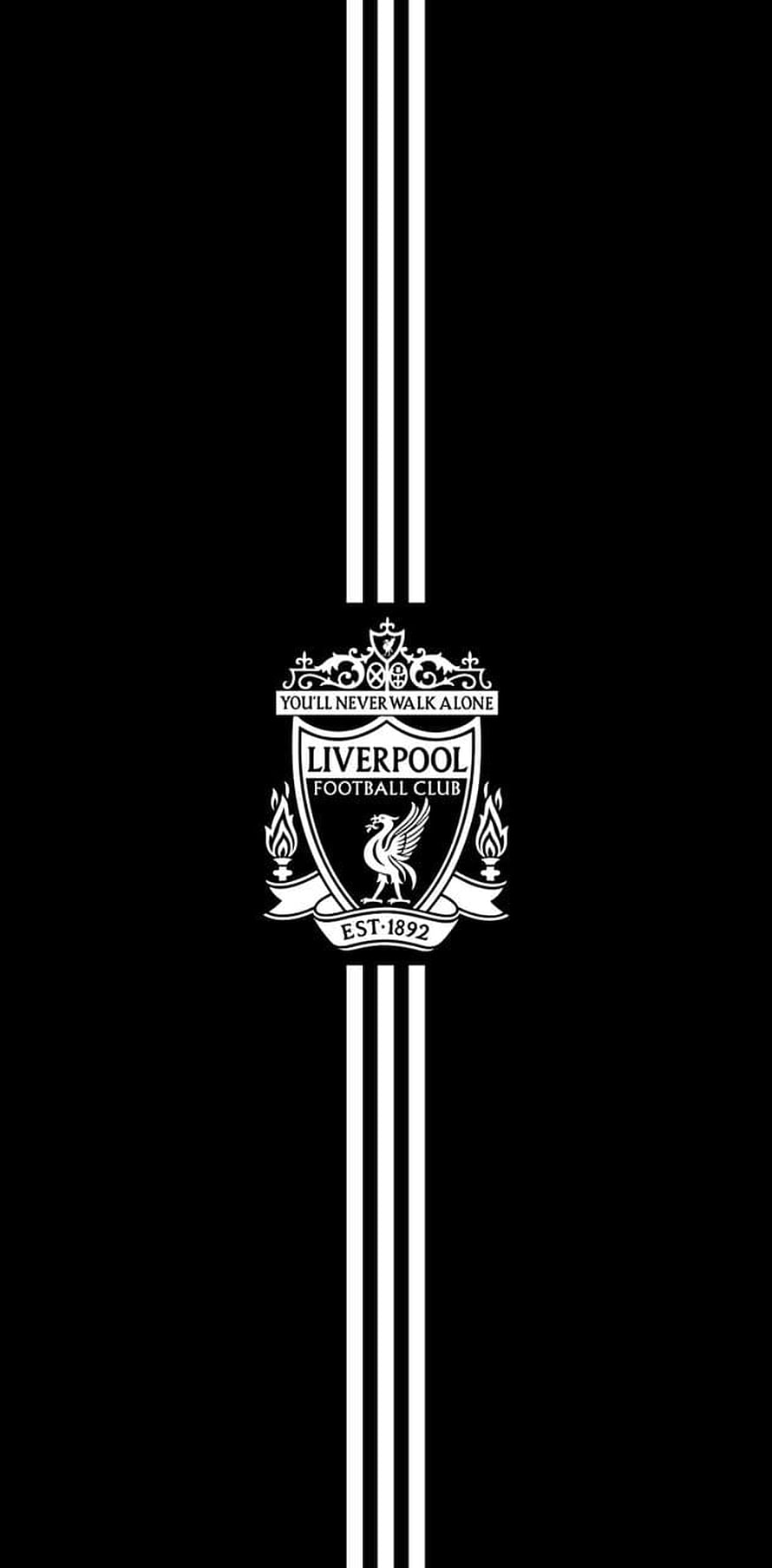 Liverpool FC Crest With Adidas Stripes On Black Background HD phone wallpaper