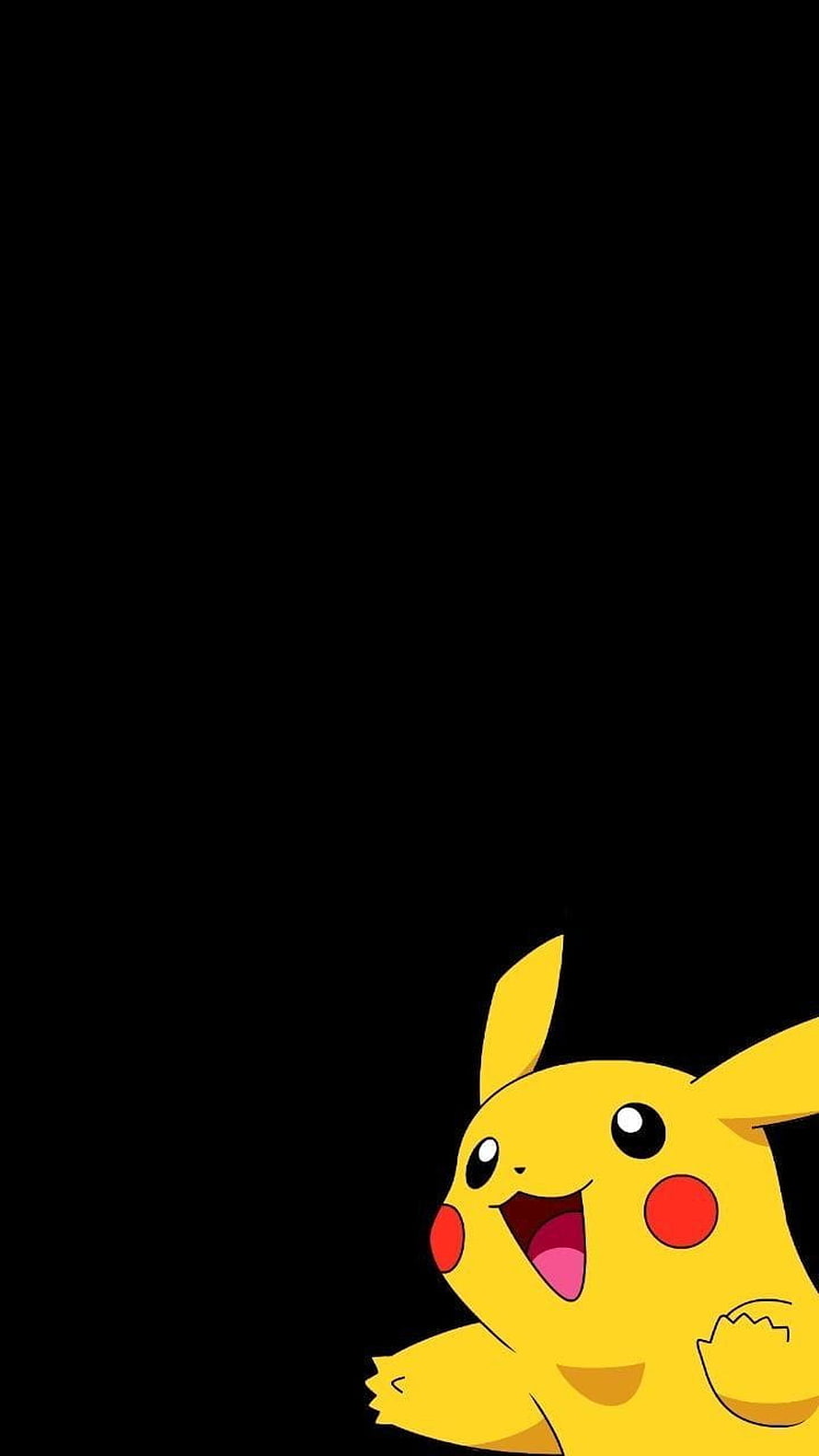 Pikachu Peeking From Bottom Corner on Solid Black Background HD phone wallpaper