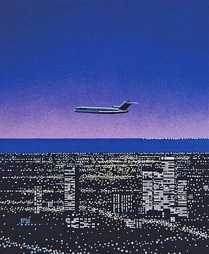 Retro Aesthetic Airplane Flying Over Pixelated City Lights at Night HD phone wallpaper