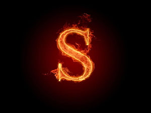 Flaming Letter S Burning Alphabet Design on Black Background HD wallpaper