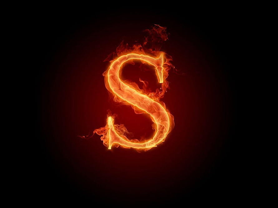 Flaming Letter S Burning Alphabet Design on Black Background HD wallpaper