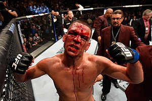 Nate Diaz Bloodied UFC Fighter Inside The Octagon Cage HD wallpaper