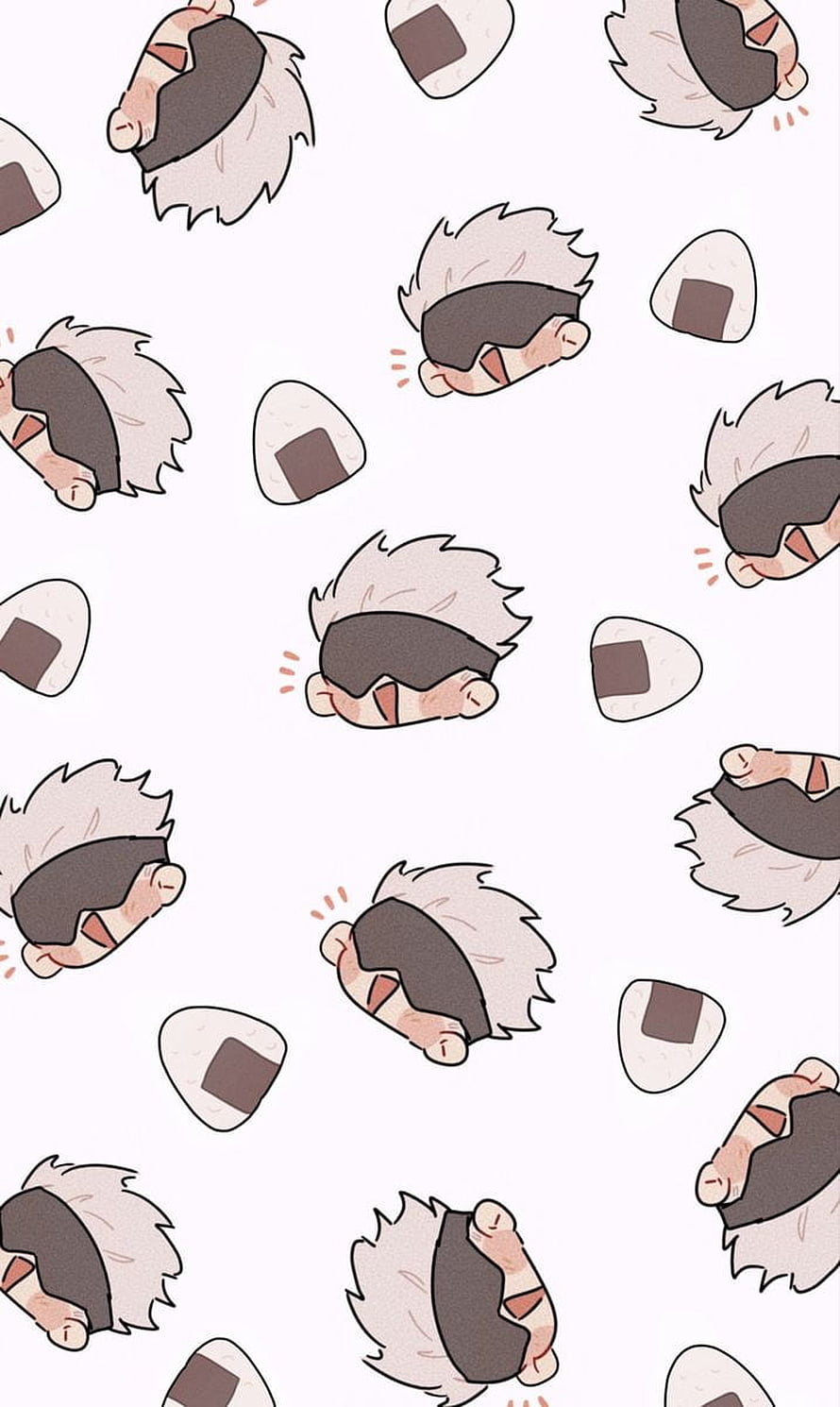Cute Anime Character Head and Onigiri Rice Ball Pattern Wallpaper HD phone wallpaper