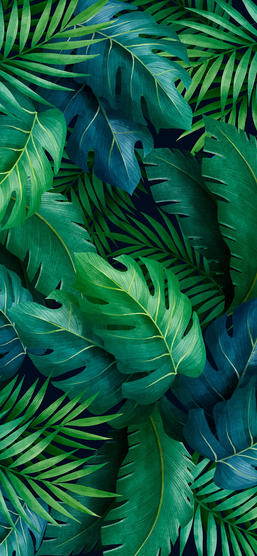 Tropical Jungle Leaves Pattern Wallpaper HD phone wallpaper