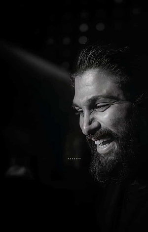 Allu Arjun Black and White Portrait with Full Beard and Warm Smile HD phone wallpaper
