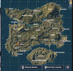PUBG Erangel Map Overview with Location Markers and Grid Coordinates HD wallpaper