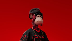 3D Render of a Cool Red Monkey Wearing Sunglasses and a Jersey on a Red Background HD wallpaper