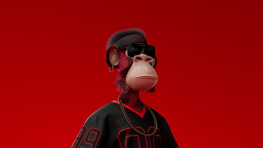 3D Render of a Cool Red Monkey Wearing Sunglasses and a Jersey on a Red Background HD wallpaper