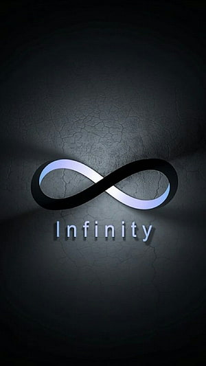 Glowing Infinity Symbol on Dark Cracked Concrete Wall HD phone wallpaper