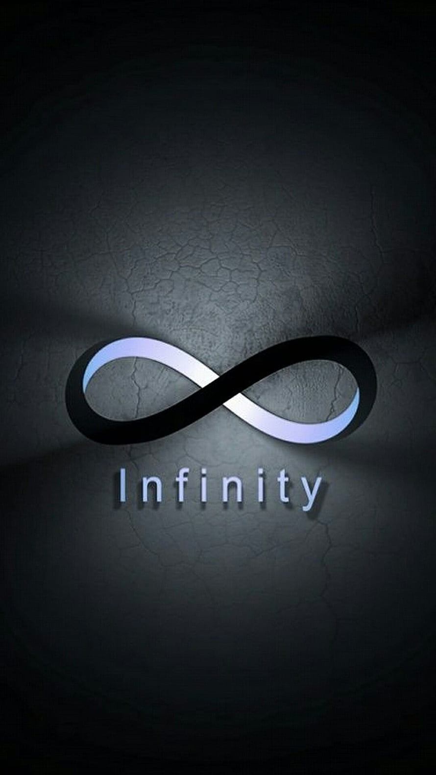 Glowing Infinity Symbol on Dark Cracked Concrete Wall HD phone wallpaper