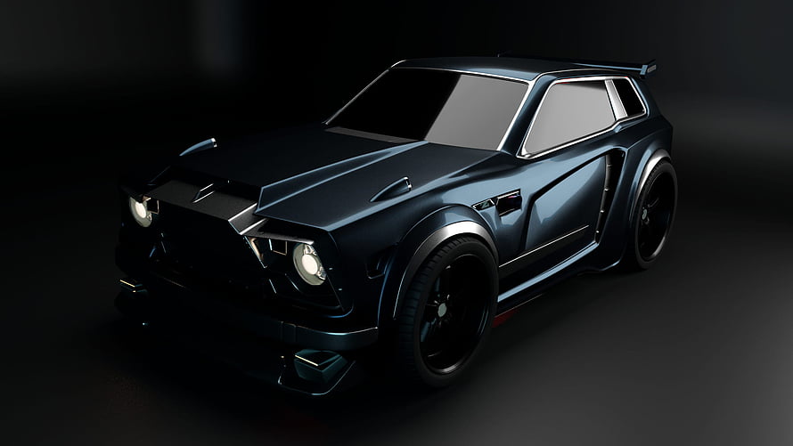Rocket League Fennec Car Render in Dark Studio Lighting HD wallpaper