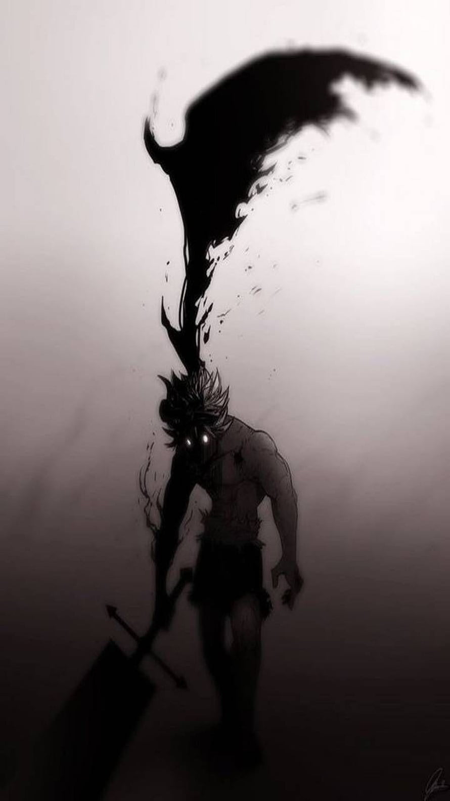 Dark Anime Warrior With Black Energy Aura And Glowing Eyes HD phone wallpaper