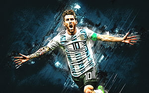 Lionel Messi Argentina National Team Grunge Style Soccer Celebration Wallpaper HD wallpaper